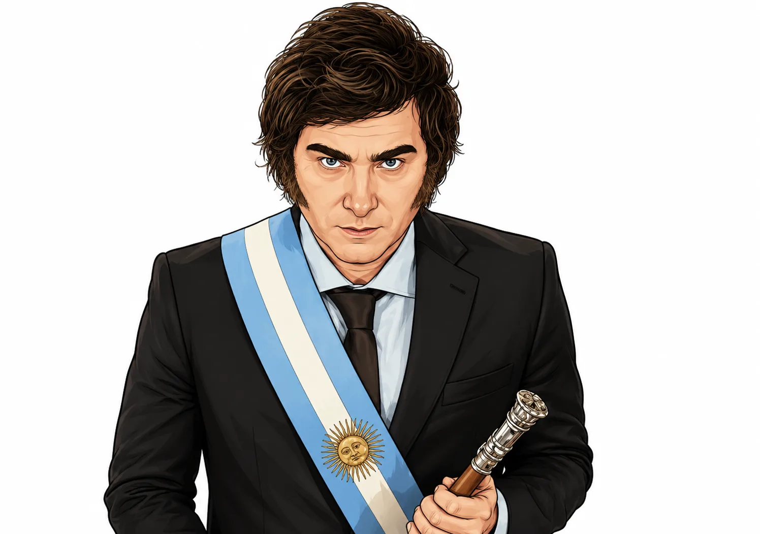 Caricatura estilo Javier Milei